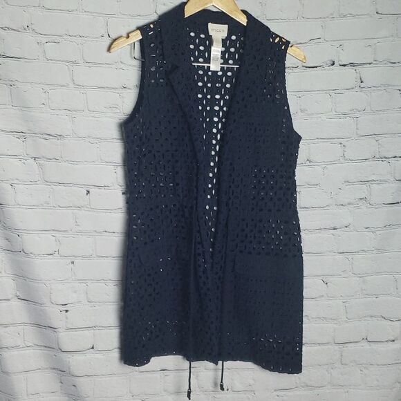 Chicos Navy Blue Net Jacket - Picture 1 of 9